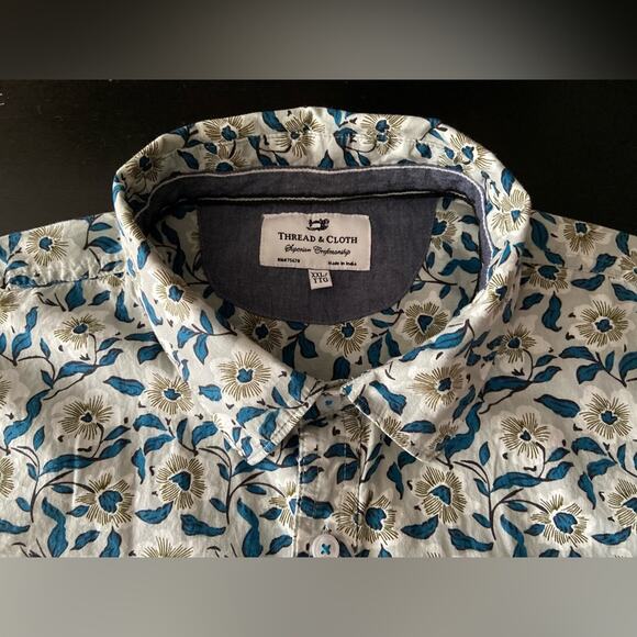 THREAD & CLOTH Floral SS Button Down Cotton Shirt sz XXL - Picture 4 of 9